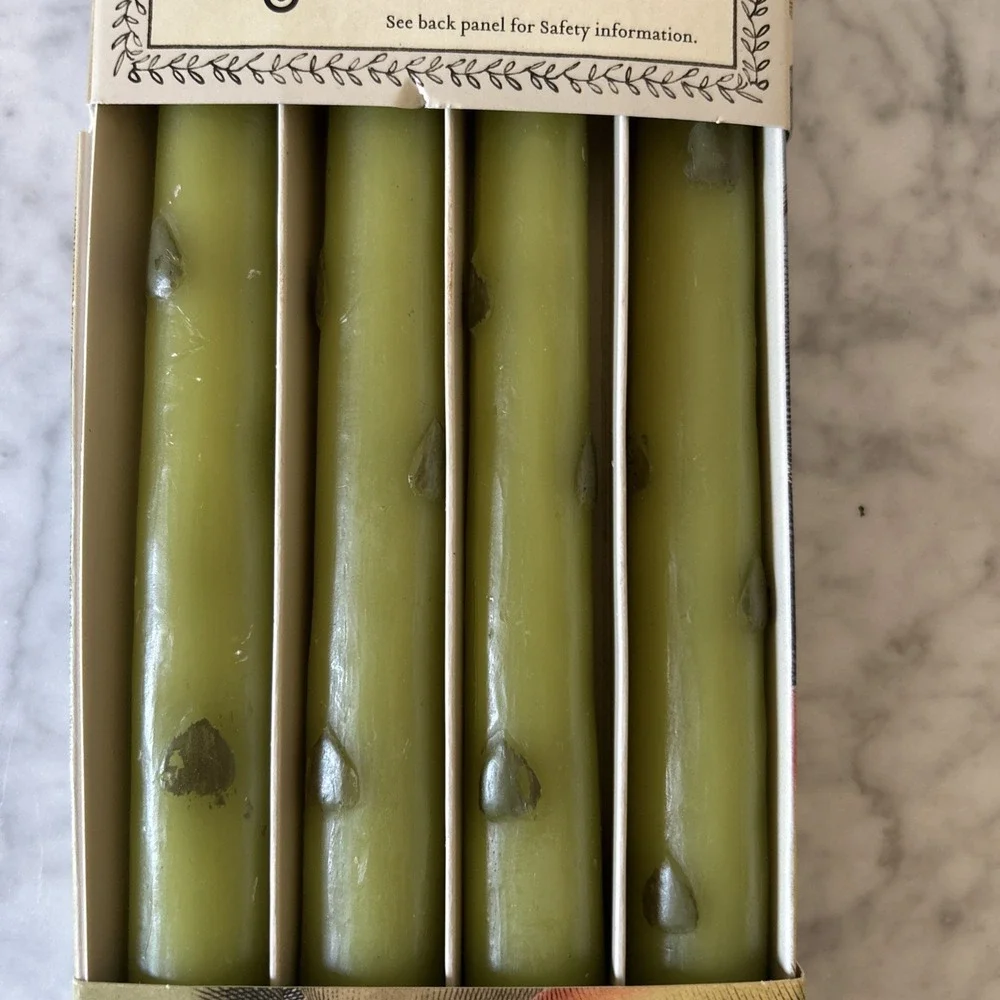 4pk Unscented Asparagus Green Taper Candles John Derian for Target New in Box